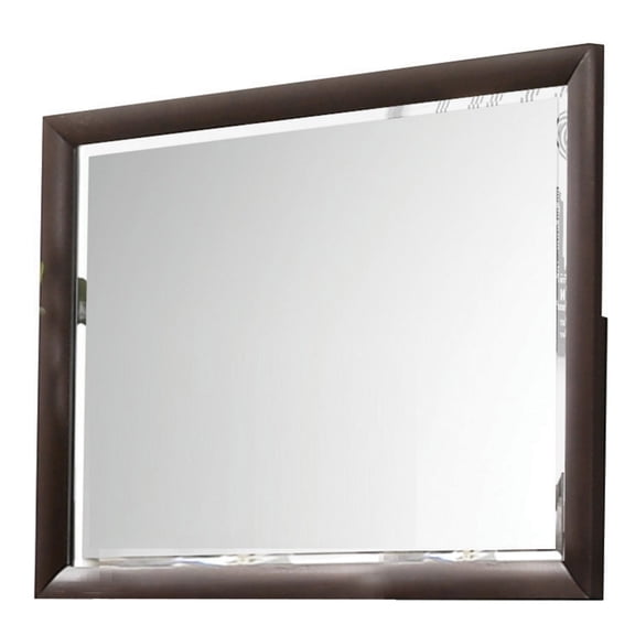 Wooden Rectangular Wall Mirror with Mounting Hardware Brown - Saltoro Sherpi