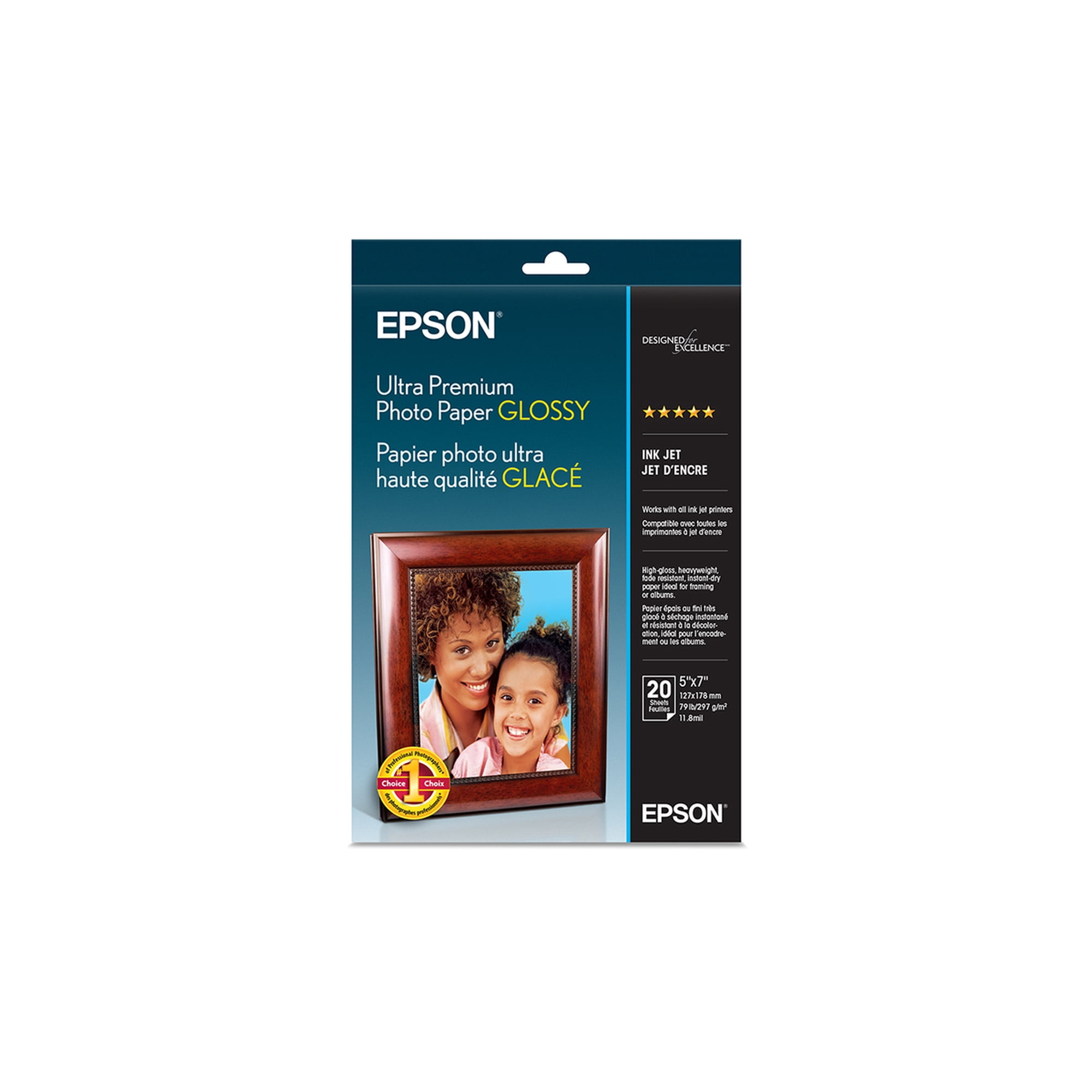 Epson Ultra Premium Photo Paper Glossy, 5" x 7", 20 sheets
