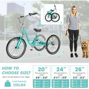 Slsy Adult Folding Tricycle for Adults, 7 Speed 20/24/26 inch 3 Wheels Bikes with Basket, Foldable Tricycle for Adults, Women, Men, Seniors