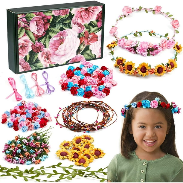 8pcs Flower Crowns Making Kit Creativity Art Craft Kit DIY Garden Outdoor  Activities Jewelry Making Kit for Kids Age 4 5 6 7 8 12 Art Craft Gift for  Girls Create Hair Accessories 