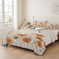 thumbnail image 2 of Full Quilt Set 78''x90'', Orange Spring Floral Lightweight Summer Bedspread Coverlet Set with 2 Pillow Shams, Summer Botanical Rustic Daisy Breathable All Season Quilt Bedding for Bedroom/Guest Room, 2 of 9
