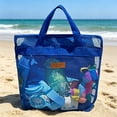 thumbnail image 5 of WIZUTIZ Mesh Beach Tote Bag Portable Handheld Swimming Travel Storage Bag with Breathable Mesh Quick Dry Small Blue, 5 of 7