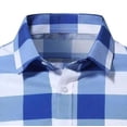 thumbnail image 4 of Men's Plaid Button Down Shirts Short Sleeve 4-Way Stretch Slim Fit Dress Shirts for Men Business Casual Shirts Size M-4XL Blue, 4 of 4