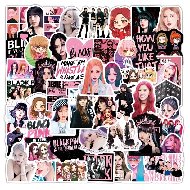 50Pcs Estrella Coreana Kpop Negro Rosa/STARY Kids/BTS Idols Cartón Pegatina Para Equipaje Notebook Portátil Casco Calcomanía