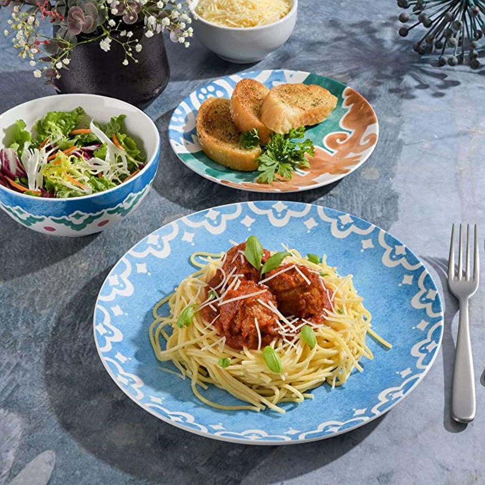 Tia Mowry 12 Piece Fine Ceramic Dinnerware Set, Blue