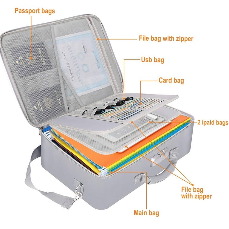 Waterproof Fireproof Safe Box Large Document Bags Travel Organizer Storage  Box