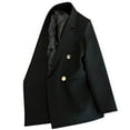 thumbnail image 4 of NIUREDLTD Women's Suit Jacket Casual Long Sleeve Solid Color Office Coat Double-Breasted Notched Lapel Blazer Jacket With Pockets Black S, 4 of 7