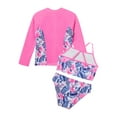 thumbnail image 2 of MSemis Kids Girls Beachwear Sun Protection Rash Guard Shirt Bikini Set Pink Floral 12, 2 of 7