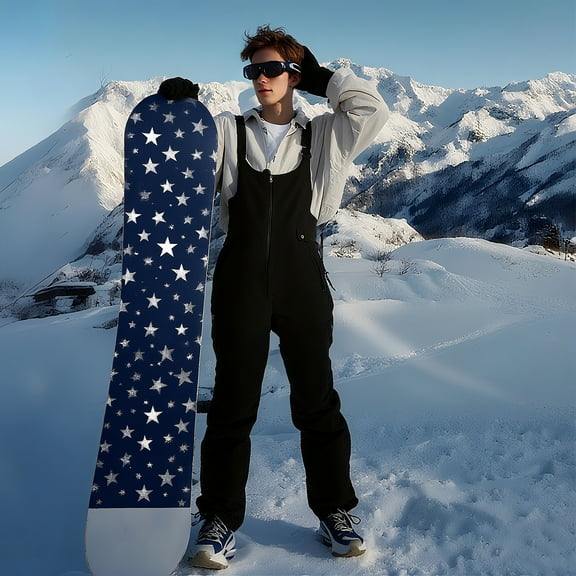 Snow Bibs Women Insulated Waterproof Bib Overalls Snowboarding Ski Overalls (Black L)