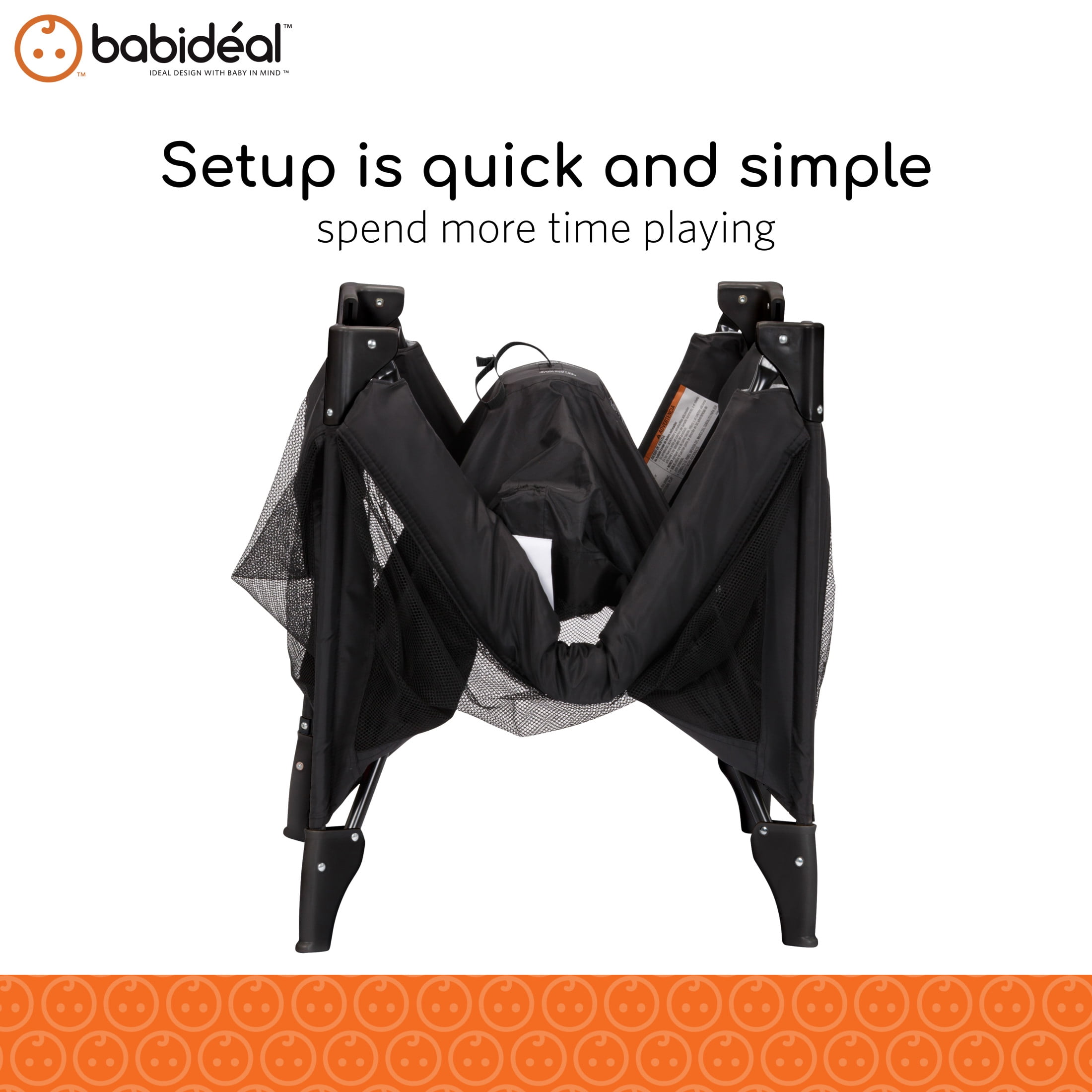 Babideal Portable Baby Play Yard with Mesh Sides and Padded Mat, Licorice Root Black