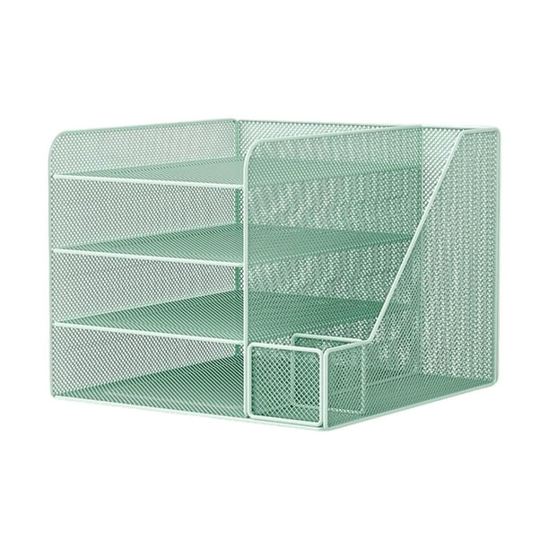 Organizador de escritorio, estante para guardar documentos, soporte para bolígrafos, bandeja creativa para cartas y papel. Verde