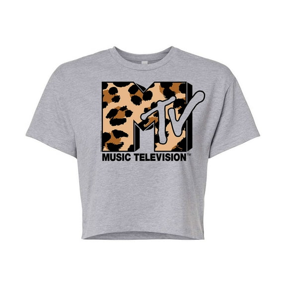 MTV - Leopard Print Logo - Juniors Cropped Tee