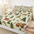 thumbnail image 3 of Homewish Cute Wild Bear Bed Sheets,Rustic Pine Tree King Sheets,Beige Green Sheet Set For Boys Kids,Luxury Bedroom Decor,4-Piece, 3 of 7
