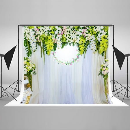 Image of 7x5ft White Curtain Backdrop Children Photography Flowers Stage Photo Background