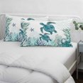 thumbnail image 4 of Ocean Green Turtles Throw Pillow Cover 20 x 30 Inch Decorative Pillow Cover Coastal Octopus Coral Nautical Starfish Lumbar Pillowcase Seasonal Rectangle Cushion Case for Couch Sofa Bed Living Room, 4 of 9