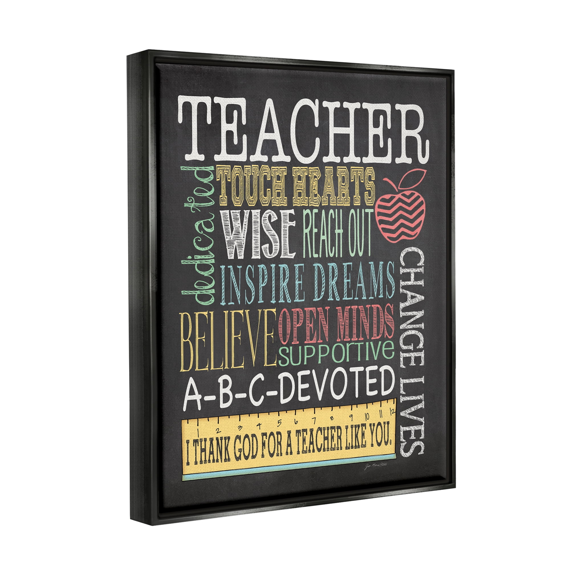 Stupell Teacher Appreciation Chalkboard Style Inspirational Painting Black Floater Framed Art Print Wall Art