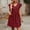 Wine, variant on IUYRTFE Women's Flutter Sleeve V Neck Mini Dress Pleated Loose Fit Summer Casual A Line Swing Dress