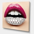 thumbnail image 3 of Designart ' Girl Lips With Pink Lipstick White Diamonds ' Modern Canvas Wall Art Print, 3 of 4