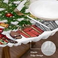 thumbnail image 3 of Beige Christmas Round Tablecloth, Fitted Table Cover with Elastic for 55"-60" Round Tables, Gnomes Xmas Tree Snowflake Winter Gifts Rustic Table Cloth Outdoor Dinning Party Waterproof Tablecloths, 3 of 7