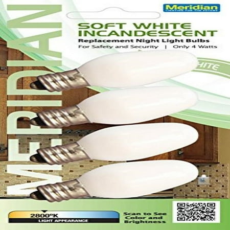 Meridian Incandescent C7 Replacement Night Light Bulbs, 4-Pack