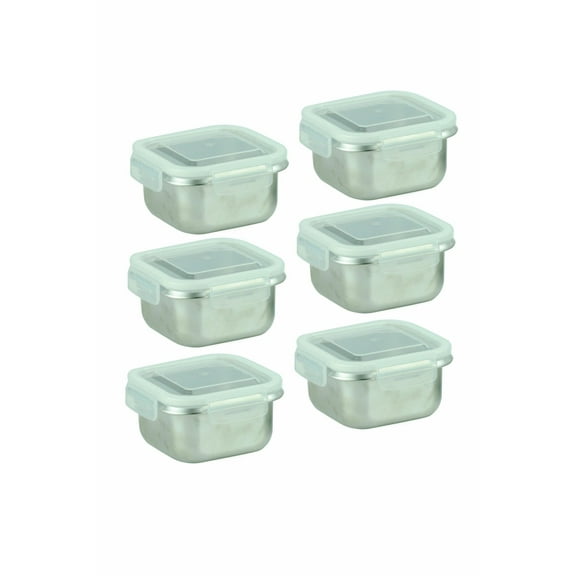 Stainless Steel Food Storage Container Sets of 6 - Square - 500 ml