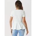 thumbnail image 3 of DARING DIVA Women's Round Neck Elegant Peplum Tops XS White, 3 of 6