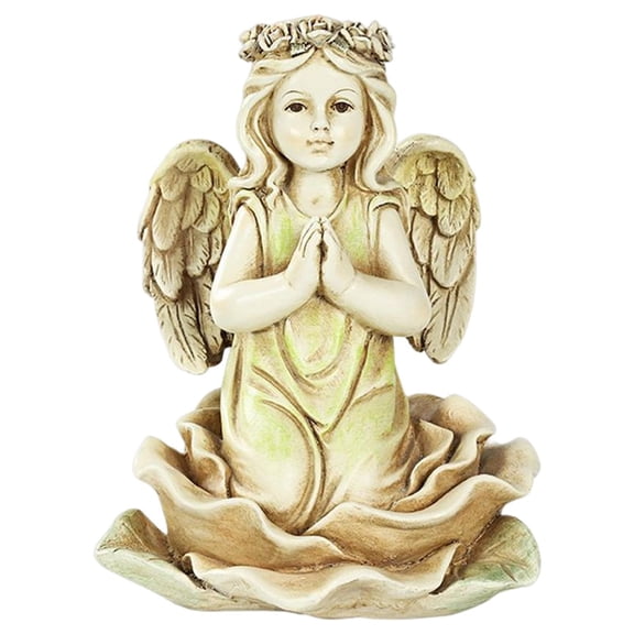 Figurine Lights Art Sculptures Ornament Flower Praying Accessories Resin for Garden Outdoor Desktop , Style B