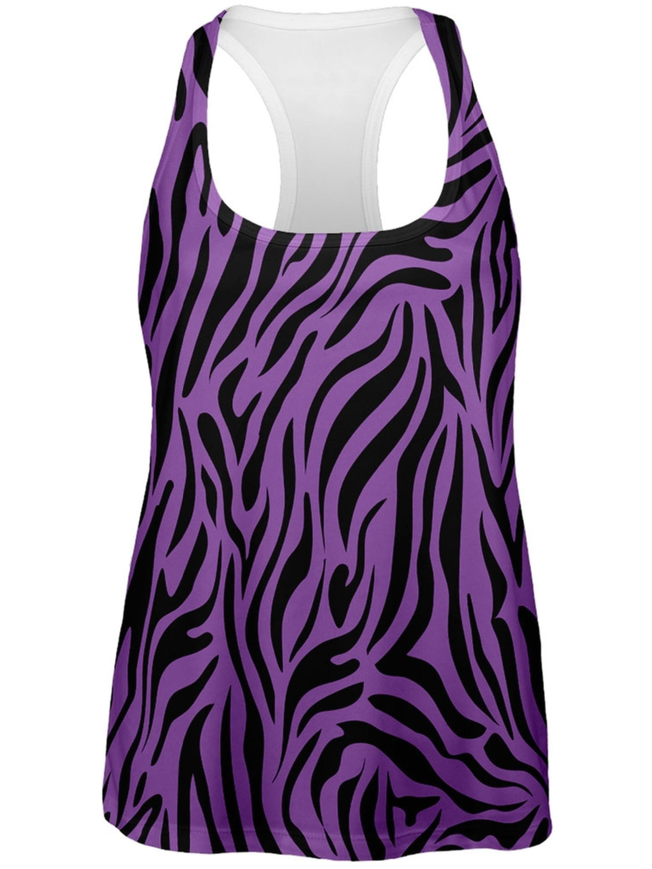 Animal World - Pink Zebra Print Racerback Womens Tank Top, Size