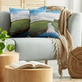thumbnail image 5 of Ambesonne Nature Throw Pillow Cover 2 Pack, Calm River Meadow Trees, 24", Green Blue White, 5 of 5