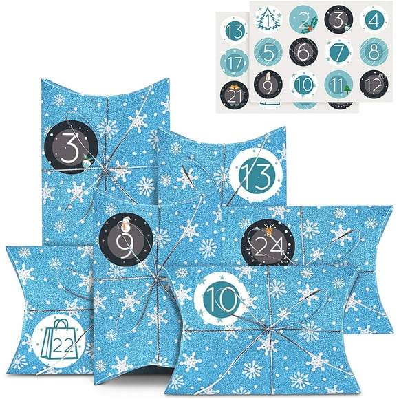 Advent Calendar 2021, 24pcs Candy Gift Box Advent Calendars Boxes for Kids Adult DIY Countdown Handicrafts Craft Decoration, Blue