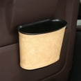thumbnail image 2 of Qholemyo Leather Car Trash Can Car Interior Trailer Door Storage Bucket To Store Garbage Bags Car Supplies Small Trash Can With Lid For Car, 2 of 7