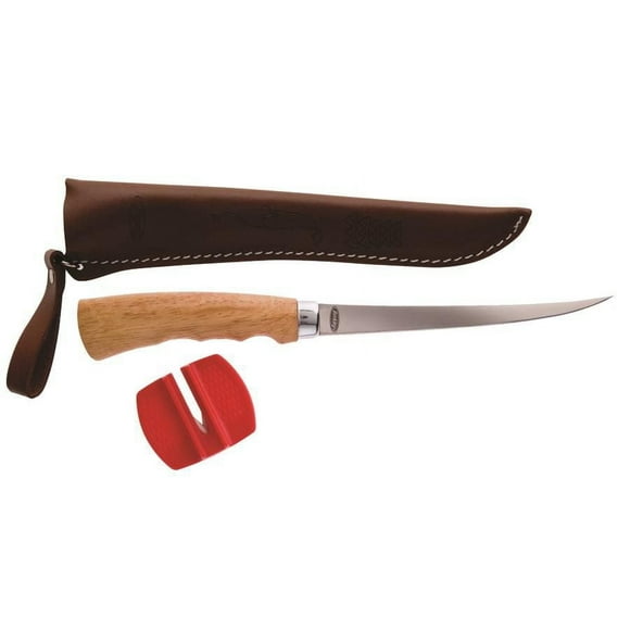 Berkley BCFFK-6IN Wooden Handle Fillet Knife 6in, w/Sheath & Sharpener