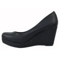 thumbnail image 3 of City Classified Shoes Women Classic Wedge Round Toe Platform Pumps THOMAS Black PU 8, 3 of 3