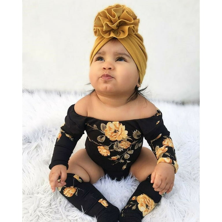 3PCS Newborn Baby Girl Off Shoulder Flower Romper+Leg Warmers Outfits  Clothes 