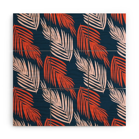 Society6 SunshineCanteen Blue Palms Pattern Wood Wall Mural 3' x 3'