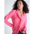 thumbnail image 4 of Free Assembly Women's Ruffle Neck Pointelle Cardigan Sweater, Midweight, Sizes XS-XXL, 4 of 5
