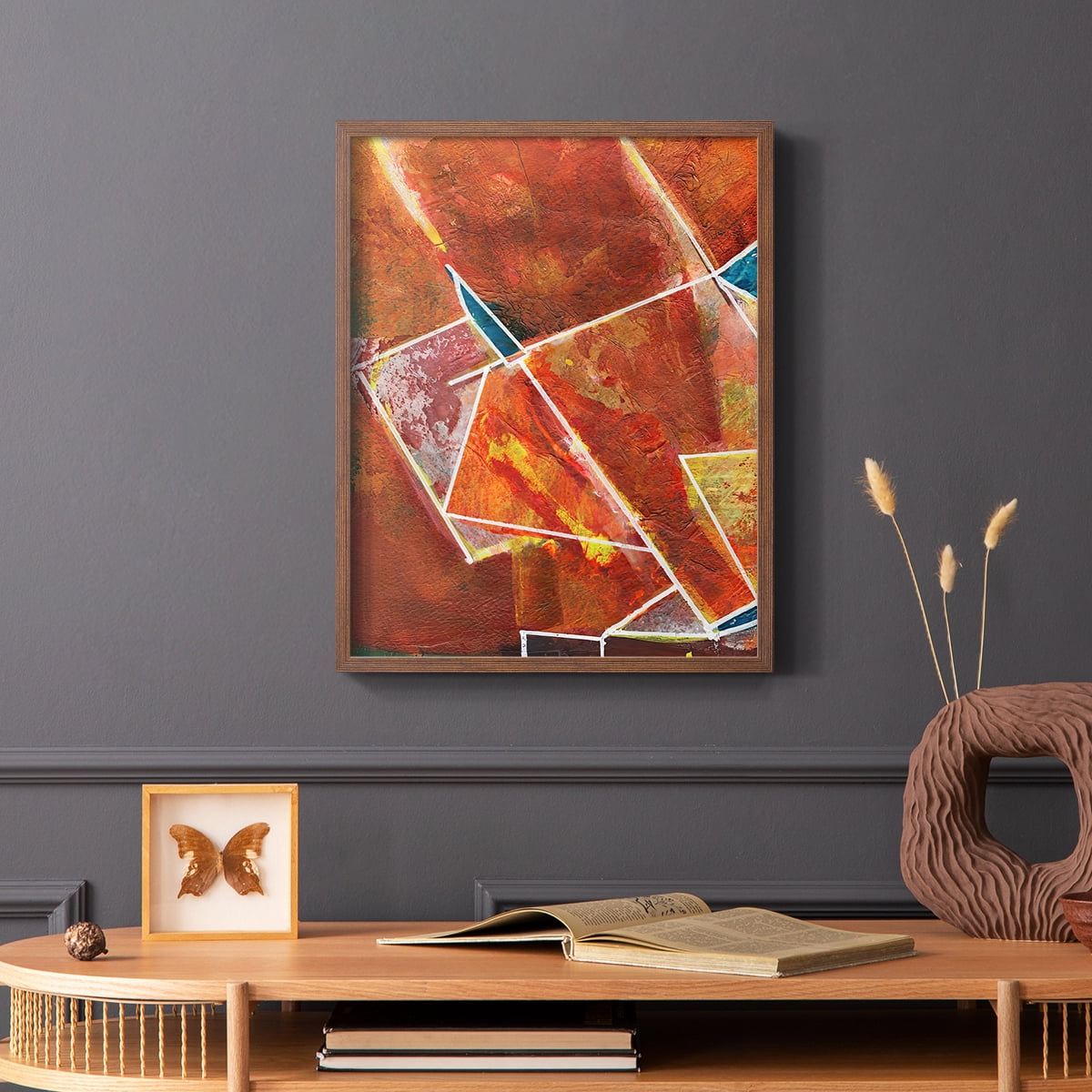 Primary Connection II Framed Print in Brown Solid Wood Framed Print No Nail Hanging