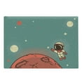thumbnail image 1 of Space Cutting Board, Cosmic Background with Doodle Cosmonaut Floating Planetary Landscape, Decorative Tempered Glass Cutting and Serving Board, Large Size, Coral Turquoise Ivory, by Ambesonne, 1 of 1