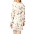 thumbnail image 4 of Allegra K Women's Floral Ruffled Tie V Neck Vintage Layered Chiffon Mini Dress, 4 of 7
