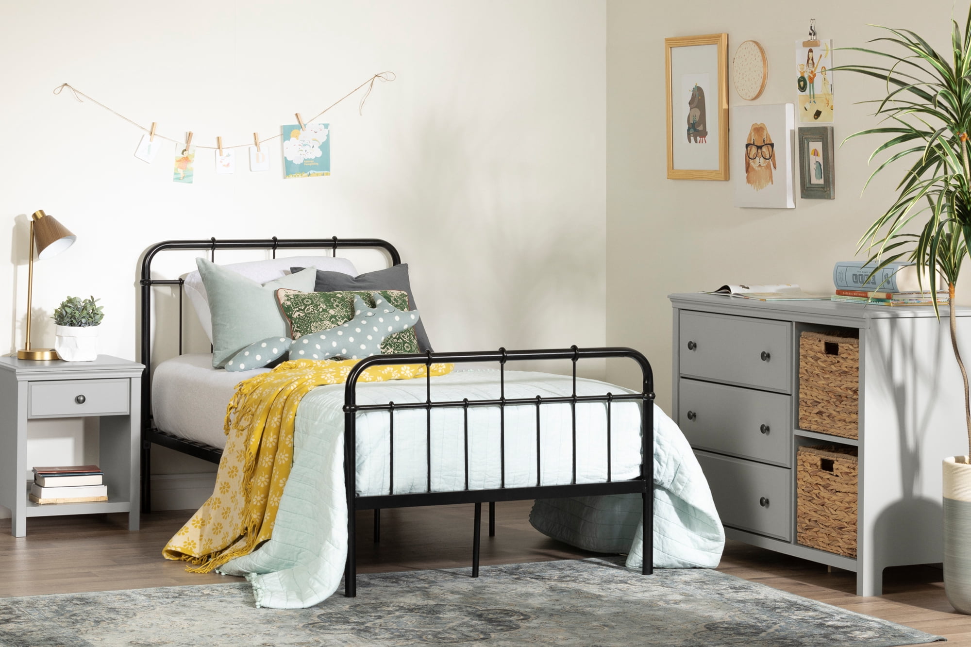 South Shore Cotton Candy 3-Drawer Dresser with Baskets, Soft Gray