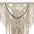 thumbnail image 4 of DecMode Cream Cotton Intricately Weaved Macrame Wall Decor with Beaded Fringe Tassels, 4 of 7