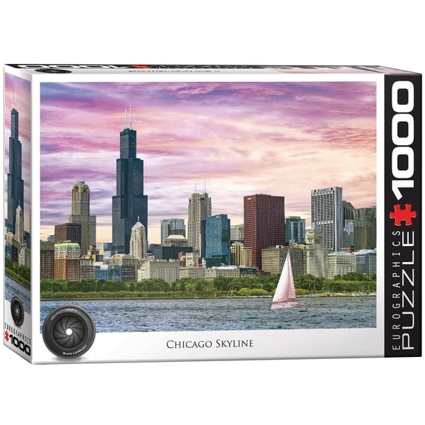 Rompecabezas EuroGraphics Skyline de Chicago 1000 Piezas 49x67 cm
