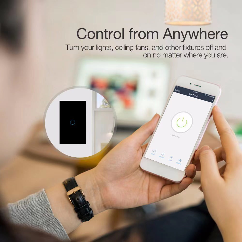 Zigbee Touch Smart Switch, Compatible with Alexa, Google Home, Hubitat, and HA, Neutral Wire Required (2 Gang, Black)
