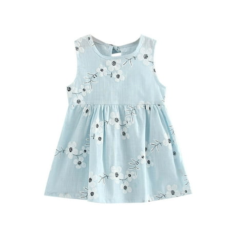 

Little Girl Dress Sleeveless Kids Girls Children Print Princess Soft Flower Girls Skirt Toddler Summer Cool Cute