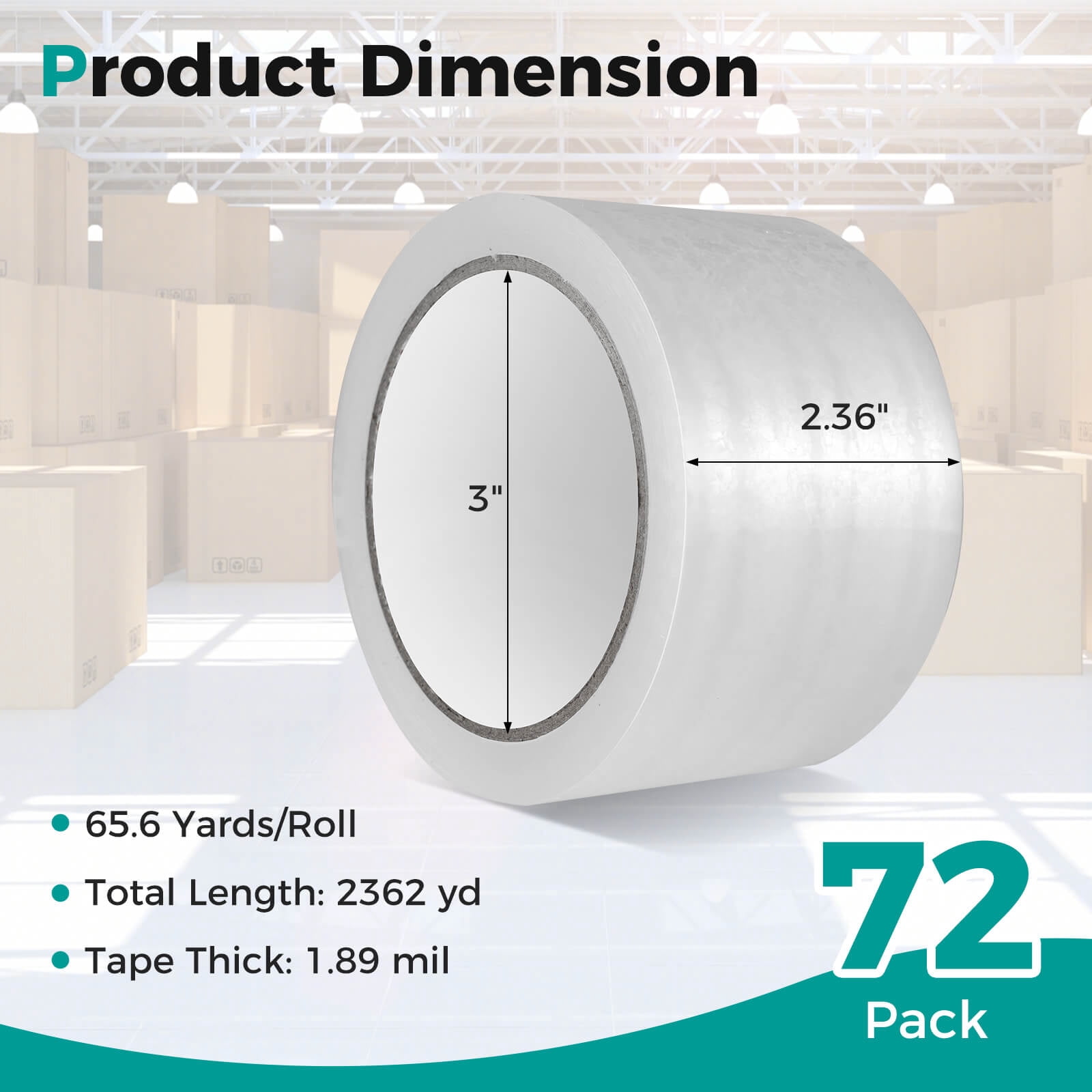 Costway 36 Rolls Heavy Duty Clear Packaging Tape with 2.36" Wide, 65.6 Yard Per Roll