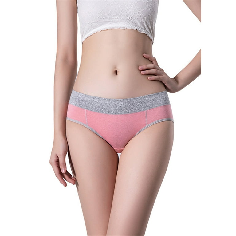 Levmjia Cotton Underwear for Women Clearance Plus Size 5PC Solid Color  Patchwork Briefs Panties Underwear Bikini Underpants