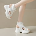 thumbnail image 6 of Women's Hollow Out Platform Wedge Sandals Non-Slip Breathable Lace-Up Fish Mouth Sneakers Casual Summer Hollow_Out Open Toe Sport Shoes White Women Sandal, 6 of 8