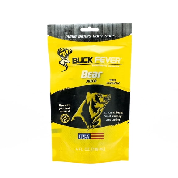 Buck Fever Bear Juice (4 oz) – Synthetic Bear Attractant with Long-Lasting Formula – Non-Spoiling Scent for Trail Cameras – All Season Outdoor Use