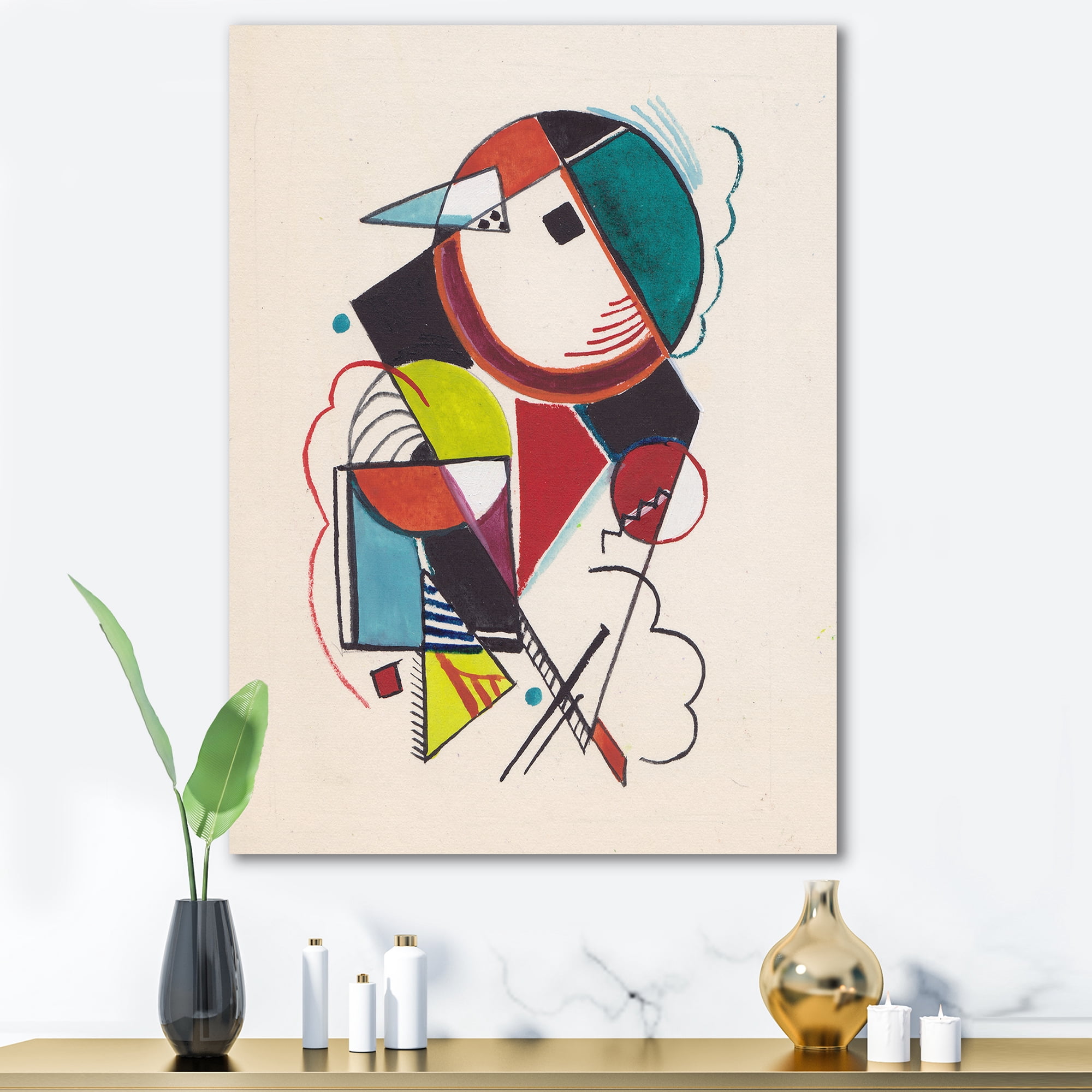 Designart ' Abstract Compositions Of Colored Geometric II ' Modern Canvas Wall Art Print