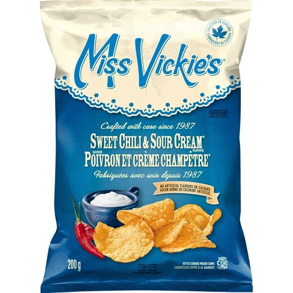 Miss Vickie's Sweet Chili & Sour Cream flavour kettle cooked potato chips, 200GM